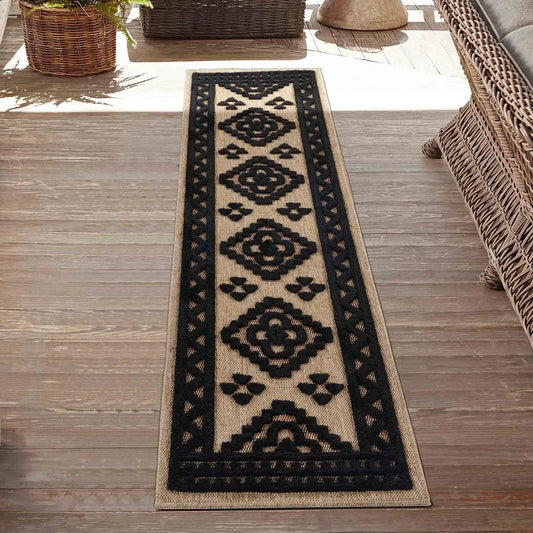 Harper Diamond Black Runner Rug