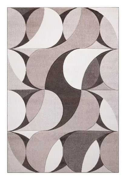 Geometric Hand Carved Runner Rugs Beige (Ken)