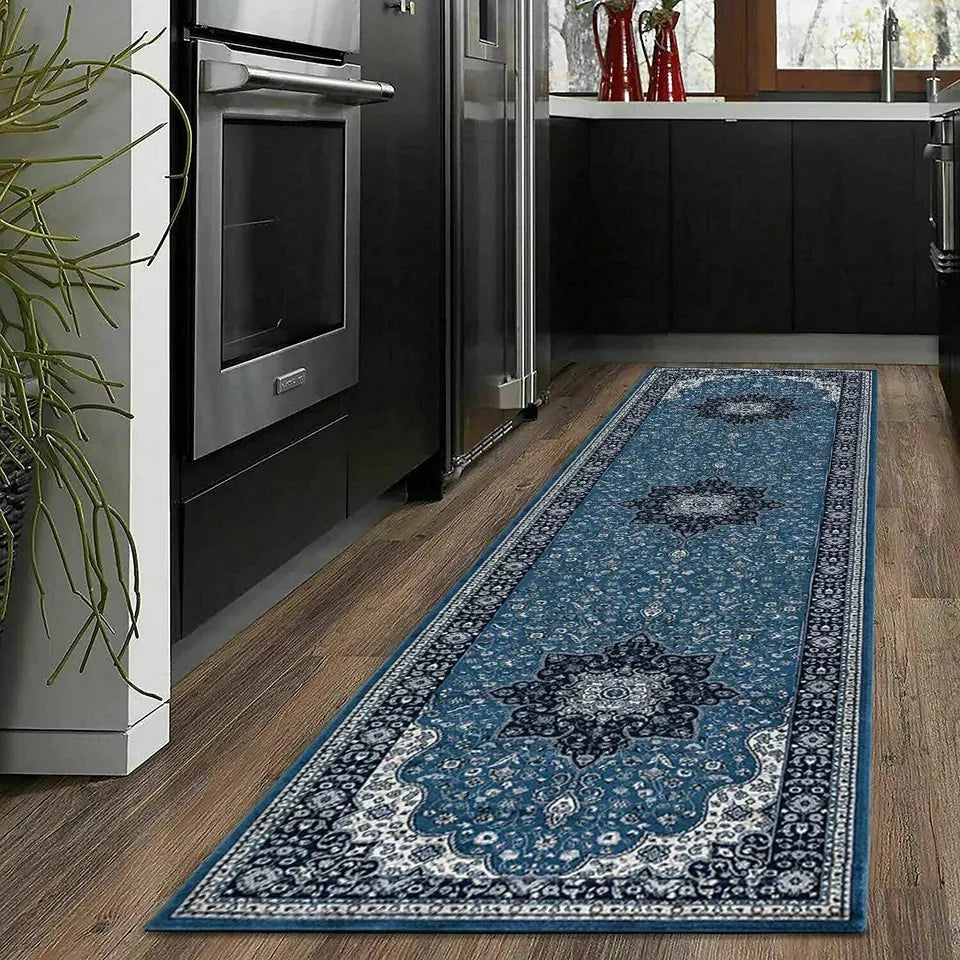 Vintage Traditional Runner Rugs Blue (R-174)