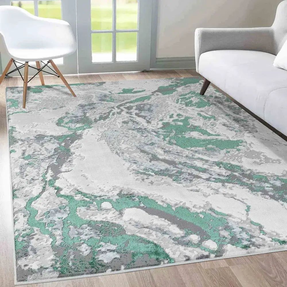Moder Aqua Rugs Abstract Aqua Rug - Soft Modern Area Rug Online