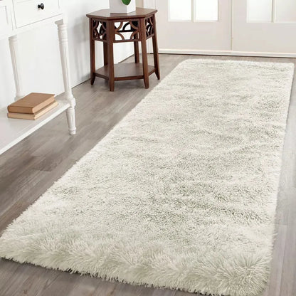 Soft Fluffy Decorative Cream Runner Shaggy Rugs (IR)