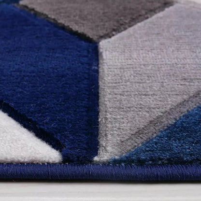 Blue Geometric Runner Rugs Triangle Style (Vas)