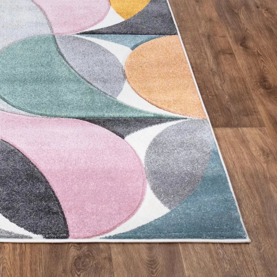 Geometric Hand Carved Runner Rugs Multicolor (Ken)