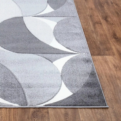 Geometric Hand Carved Runner Rugs Grey (Ken)