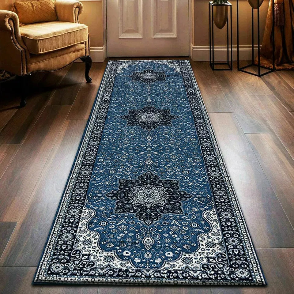 Vintage Traditional Runner Rugs Blue (R-174)