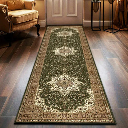 Vintage Traditional Runner Rugs Green (R-174)