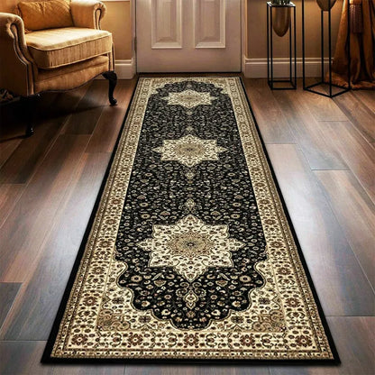 Vintage Traditional Runner Rugs Black (R-174)