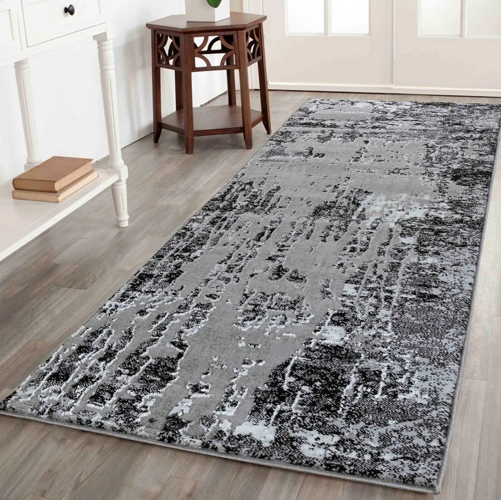 Serenity 211 Living Room Area Runner Rug Black