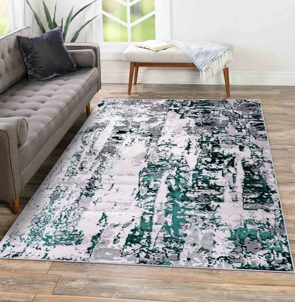 Moder Aqua Rugs Abstract Aqua Rug - Soft Modern Area Rug Online