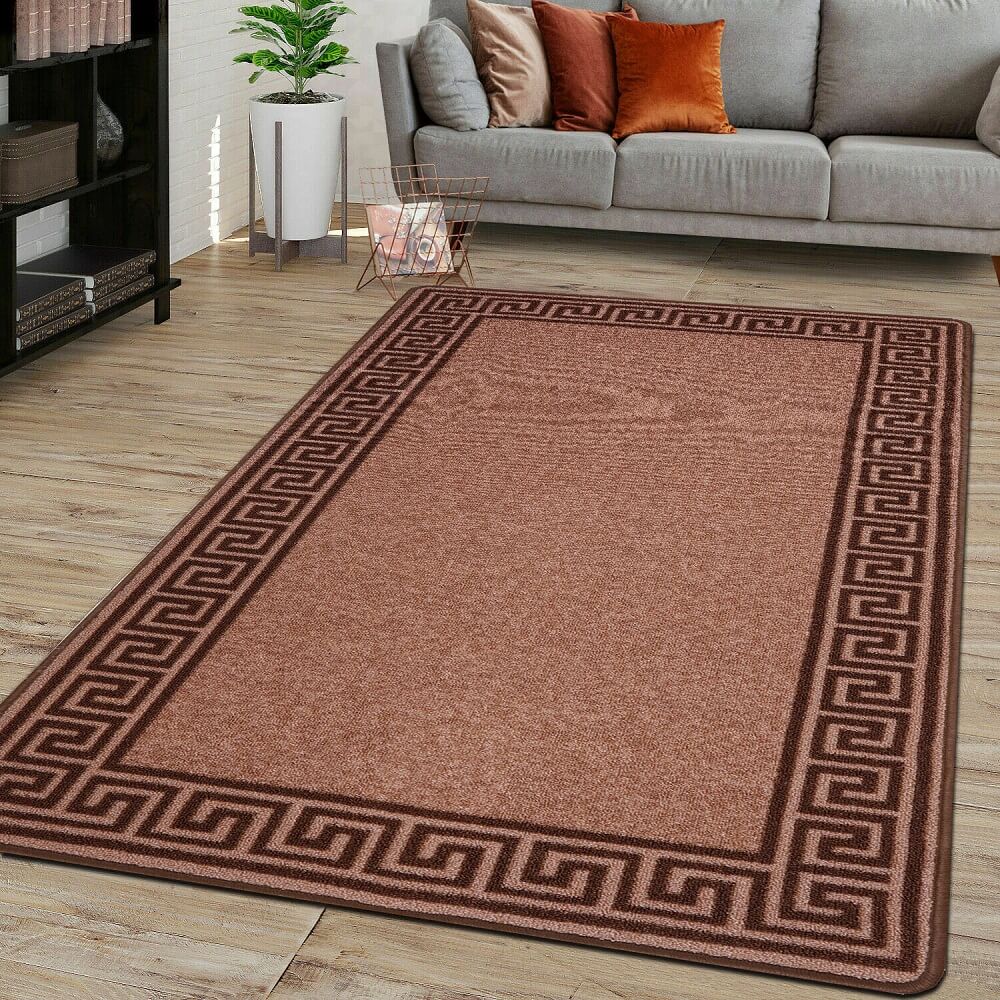 Washable Greek Key Rugs & Mats Beige & Brown