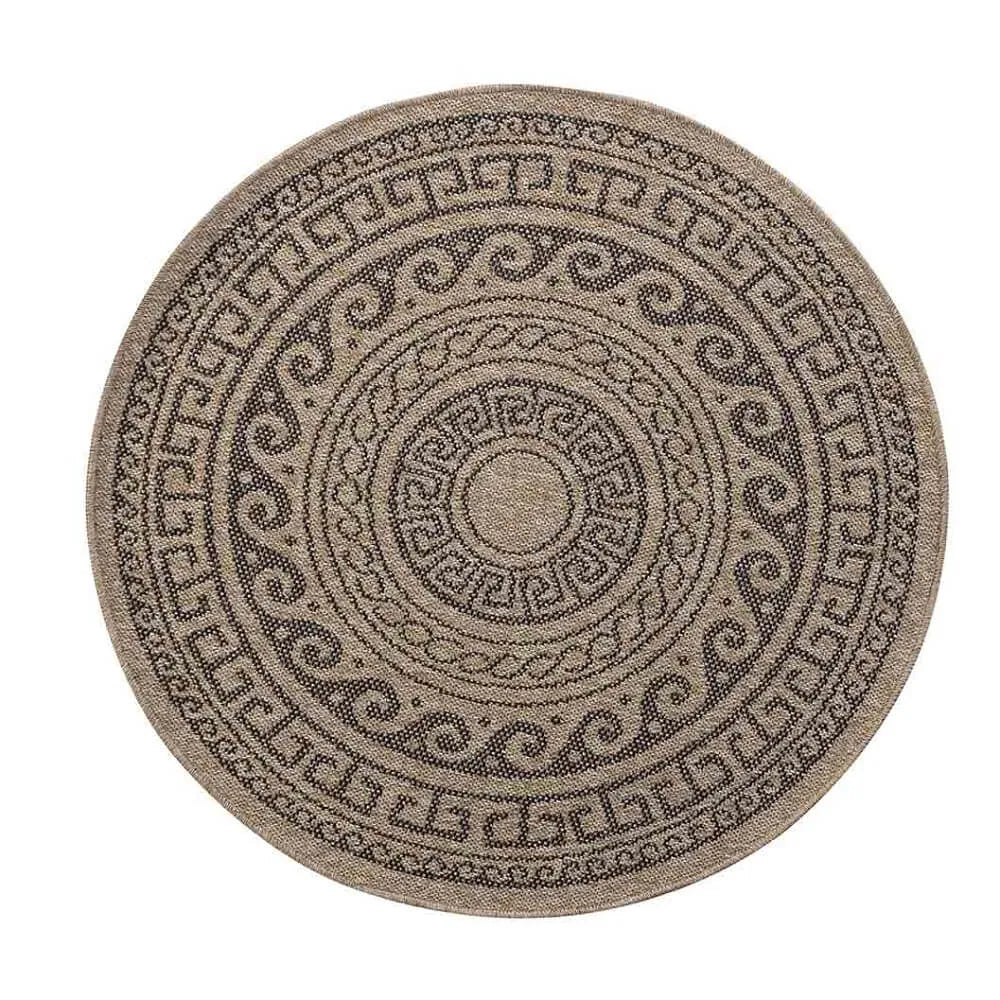 Harper Greek Key Black Round Rug