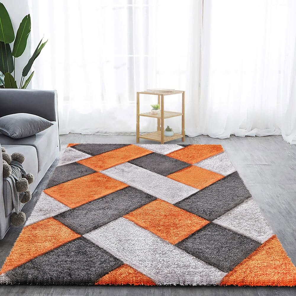 Modern Fluffy Shaggy Rugs Orange (ORION)