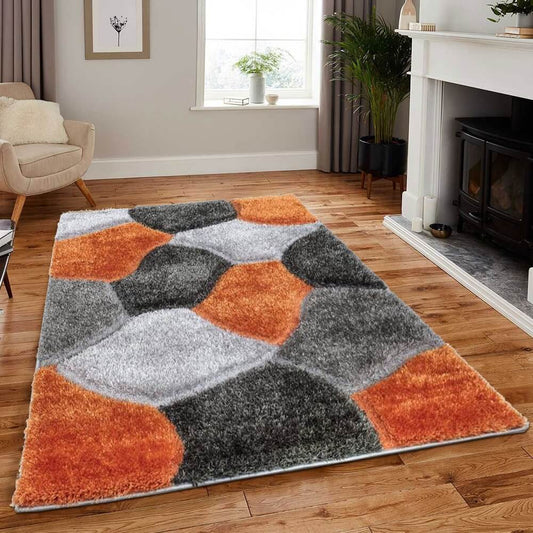 Pebbles Design Modern Shaggy Rugs Orange