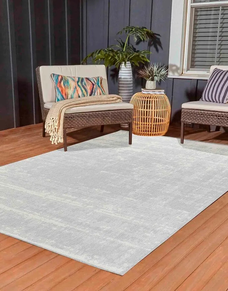 Sky Abstract Living Room Area Rug Silver