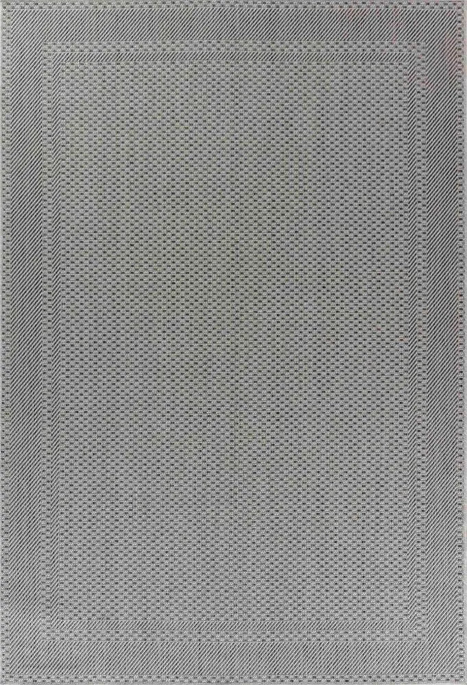 Sky Bordered Living Room Area Rug Dark Grey