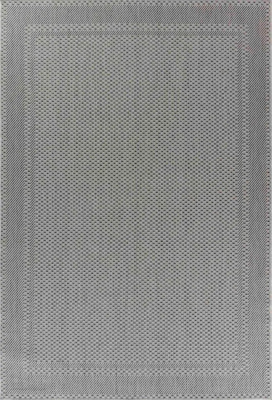 Sky Bordered Living Room Area Rug Dark Grey