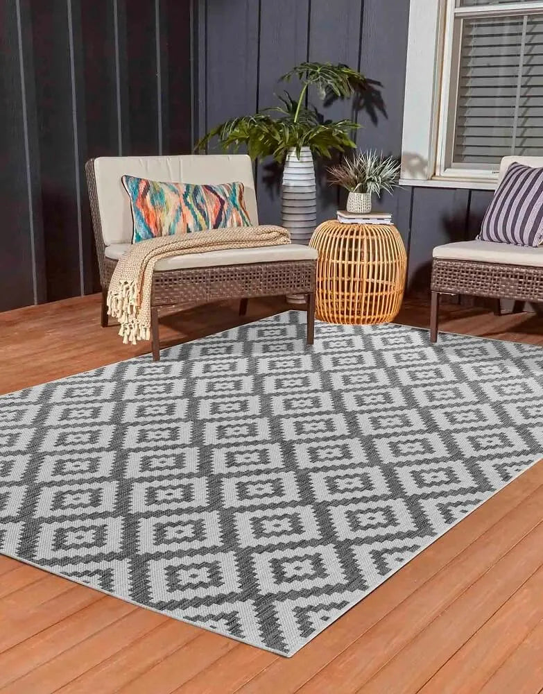 Sky Diamond Living Room Area Rug Dark Grey