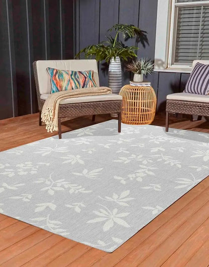 Sky Flower Living Room Area Rug Silver