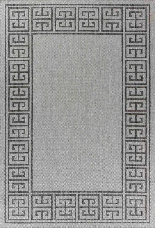 Sky Greek Key Living Room Area Rug Dark Grey