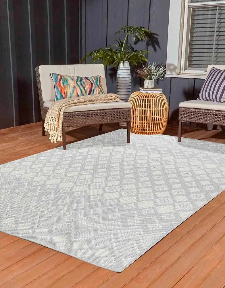 Sky Rhombus Living Room Area Rug Silver