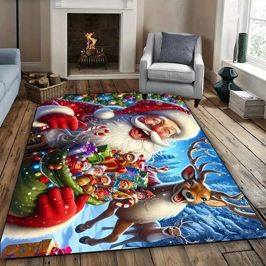 Reindeer Christmas Rug | Colourful Festive Mat