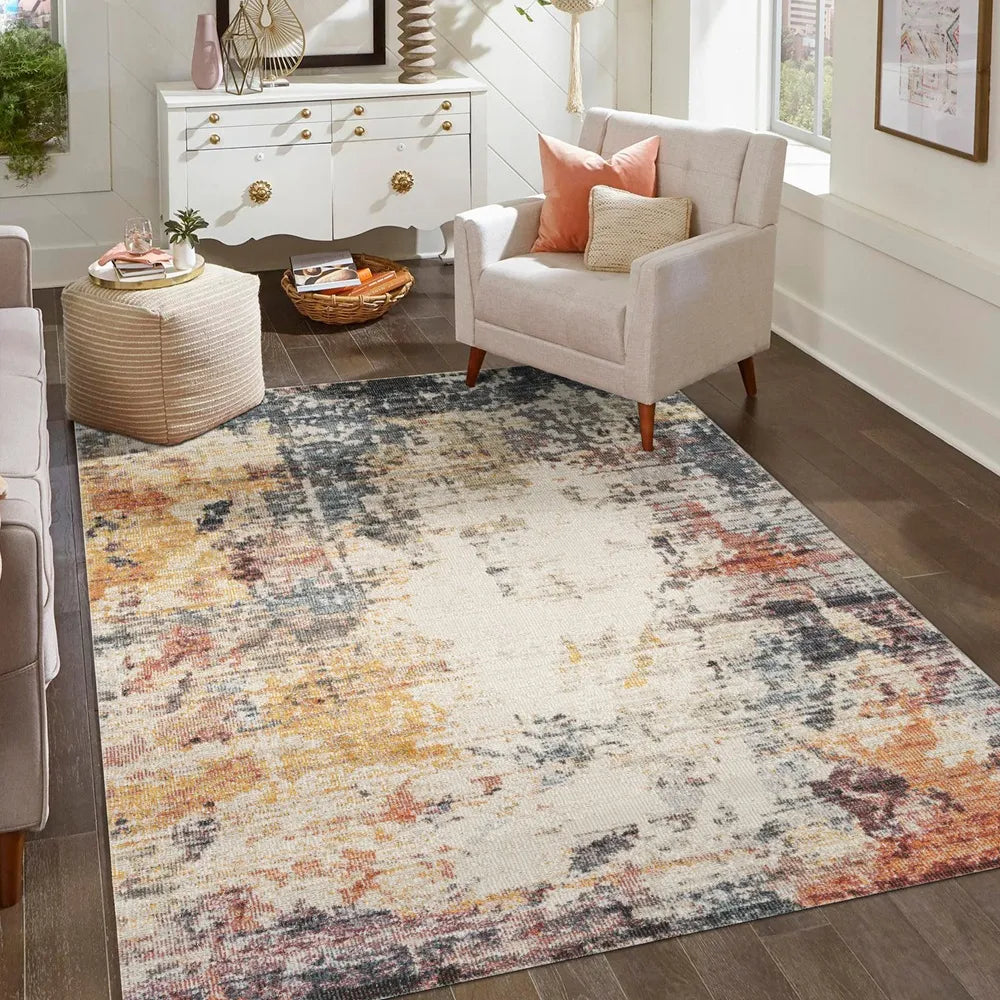 Aress Abstract Multi Rug – lifestyle living room setup