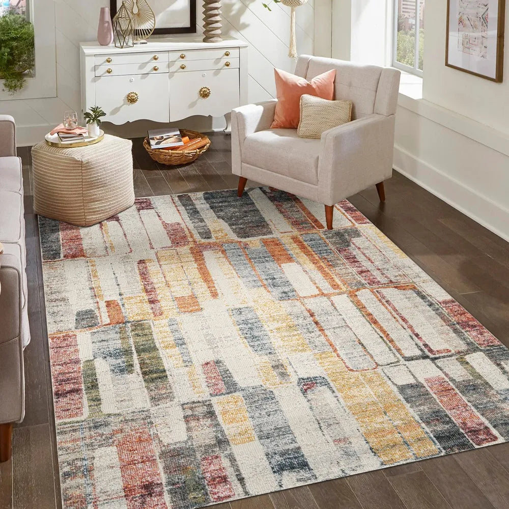 Aress Slate Multi Rug – lifestyle living room setup