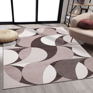 Geometric Hand Carved Rugs Beige (Ken)