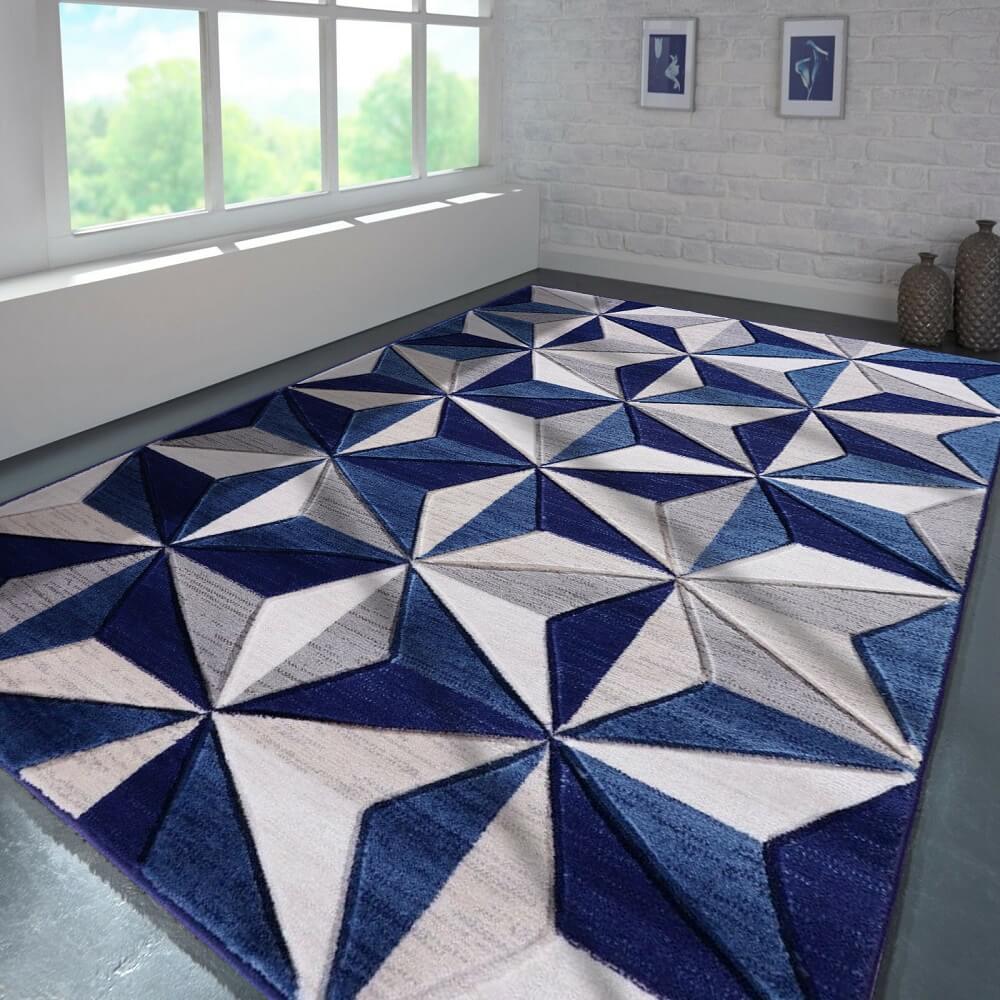 Blue Geometric Rugs Triangle Style (Vas)