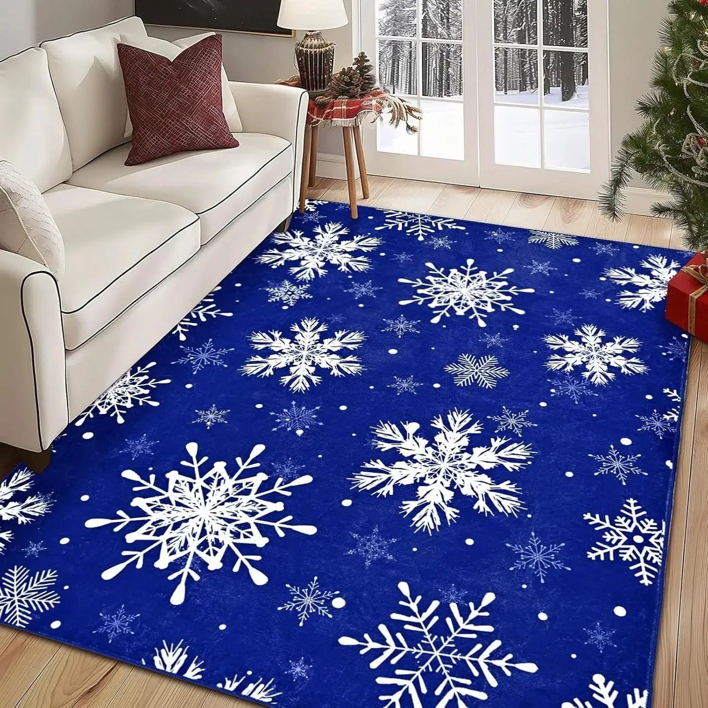 Snowflake Christmas Rug – Rectangular – Fast Delivery (UK)