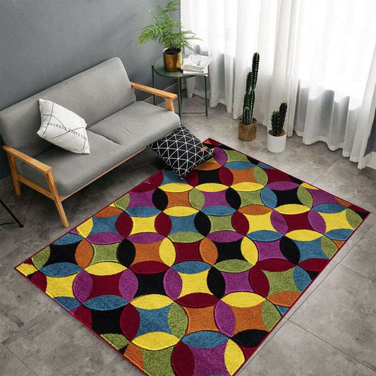 Colourful Area Rugs Circles Bright (Multi)