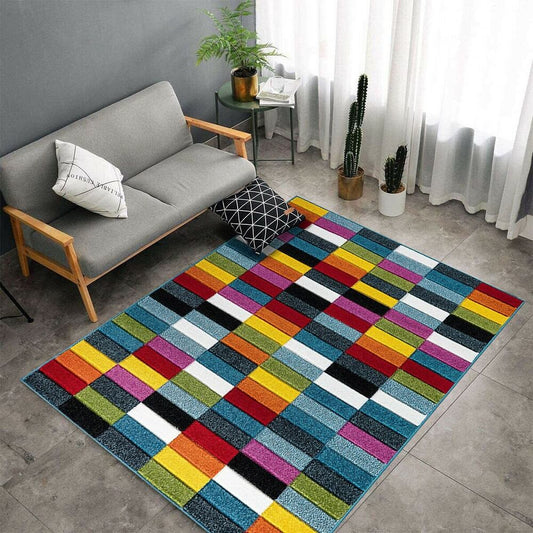 Colourful Area Rugs Cube (Multi)