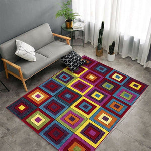 Colourful Area Rugs Squares Bright (Multi)