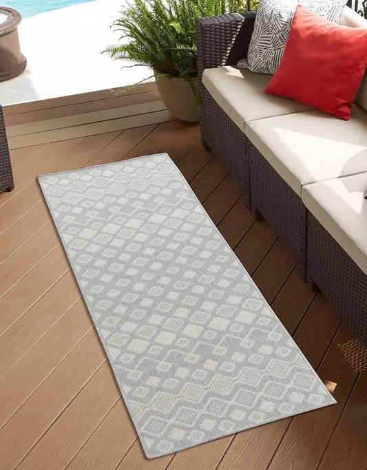 Sky Rhombus Living Room Area Runner Rug Silver