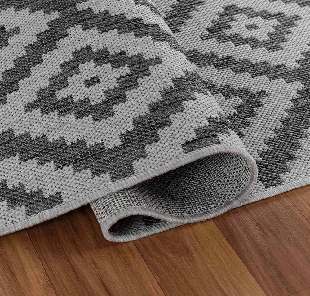 Sky Diamond Living Room Area Runner Rug Dark Grey