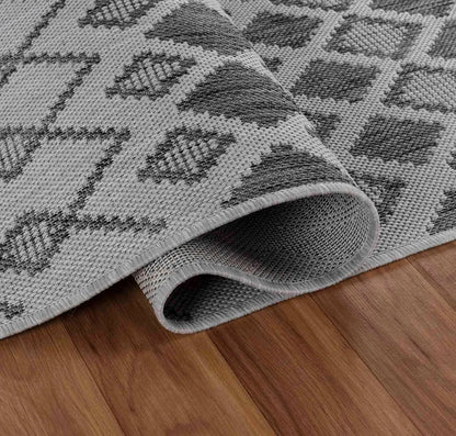 Sky Rhombus Living Room Area Runner Rug Dark Grey