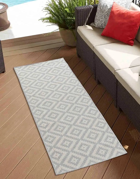 Sky Diamond Living Room Area Runner Rug Silver