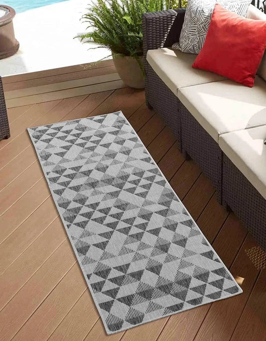 Sky Triangle Living Room Area Runner Rug Dark Grey