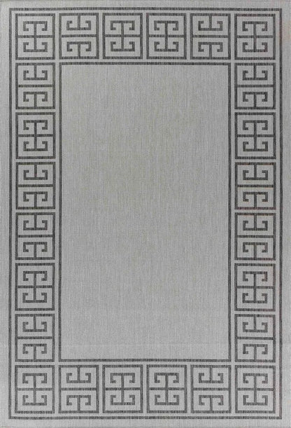 Sky Greek Key Living Room Area Runner Rug Dark Grey