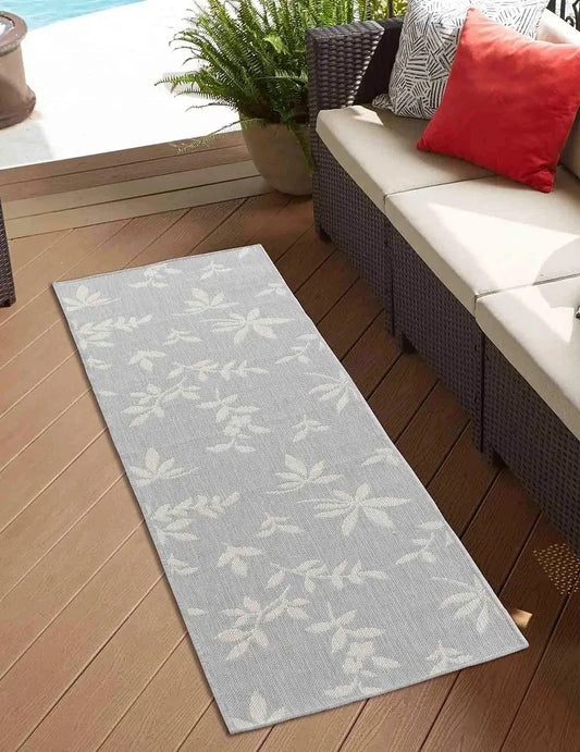 Sky Flower Living Room Area Runner Rug Silver