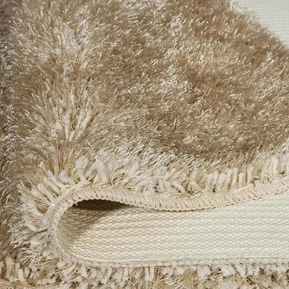 Shimmer Shaggy Fluffy Rugs Ivory (Nat)