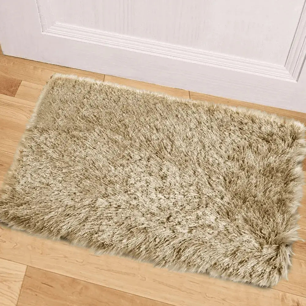 Shimmer Shaggy Fluffy Rugs Ivory (Nat)