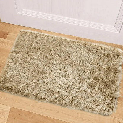 Shimmer Shaggy Fluffy Rugs Ivory (Nat)