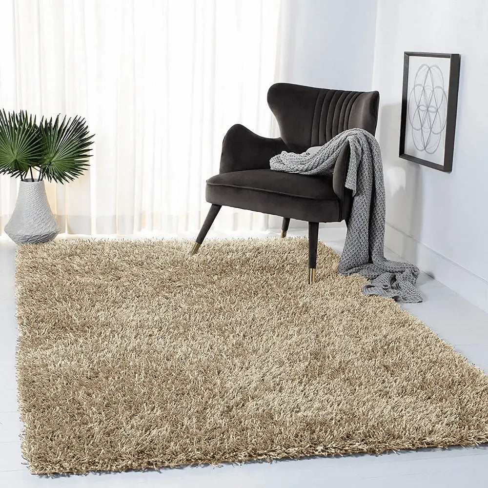 Shimmer Shaggy Fluffy Rugs Ivory (Nat)