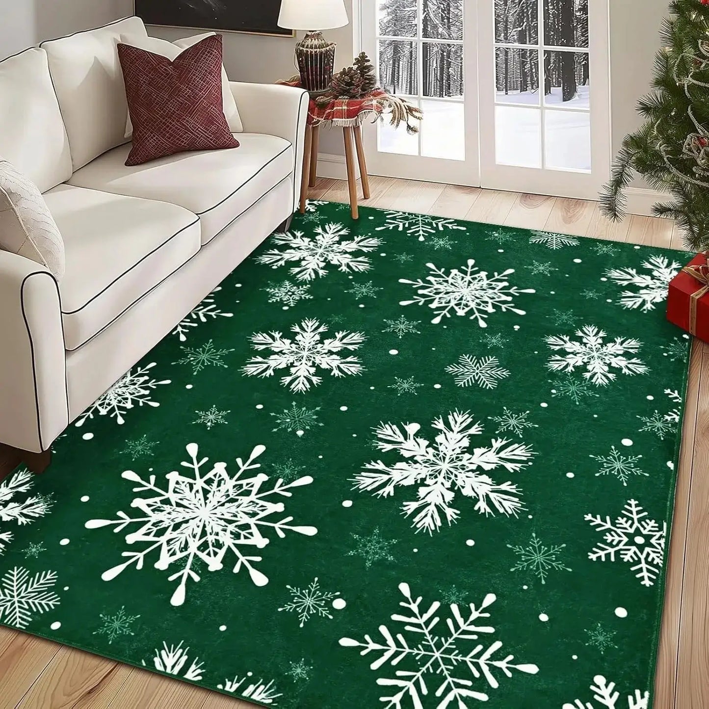 Snowflake Christmas Rug – Rectangular – Fast Delivery (UK)