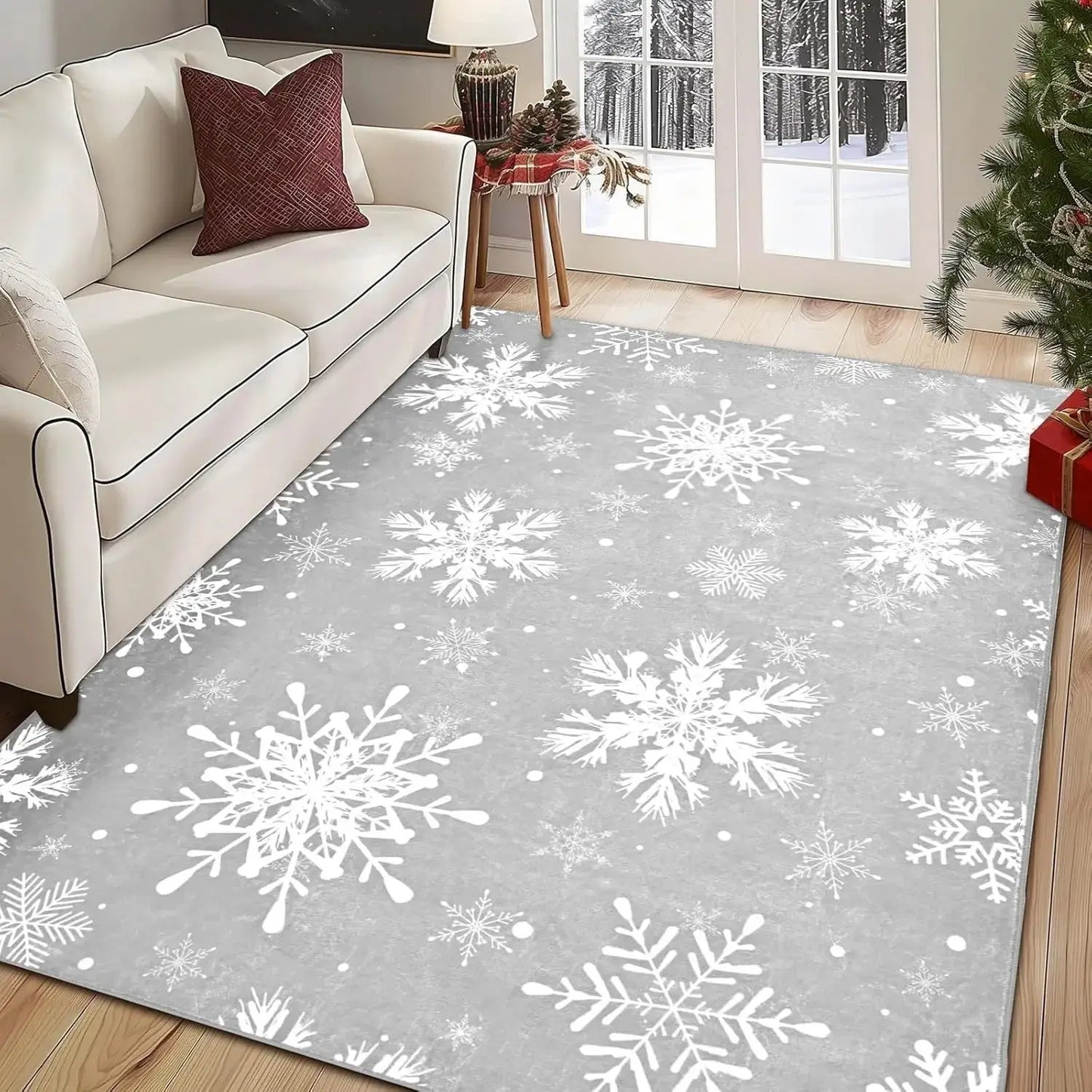 Snowflake Christmas Rug – Rectangular – Fast Delivery (UK)