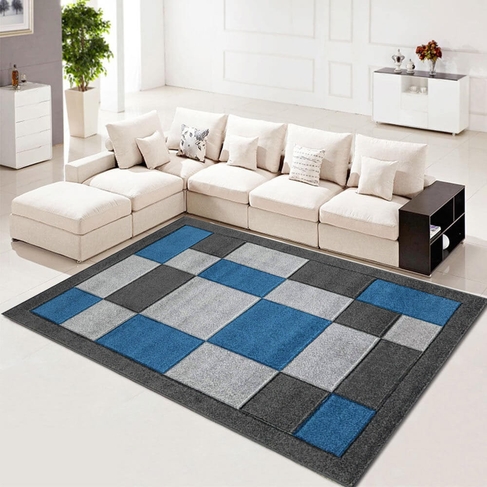 Modern Hand Carved Rugs Blue (Hav)