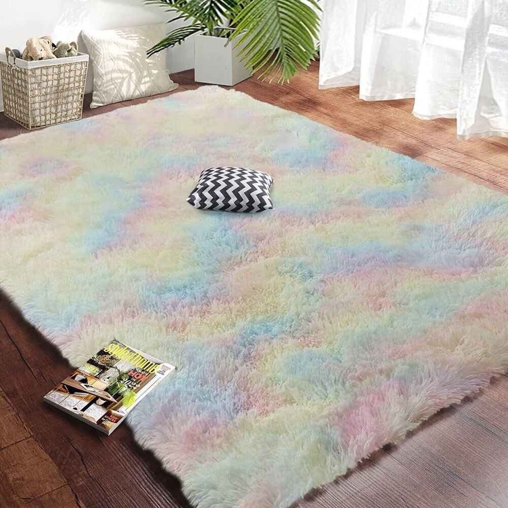 Soft Fluffy Decorative Rainbow Shaggy Rugs