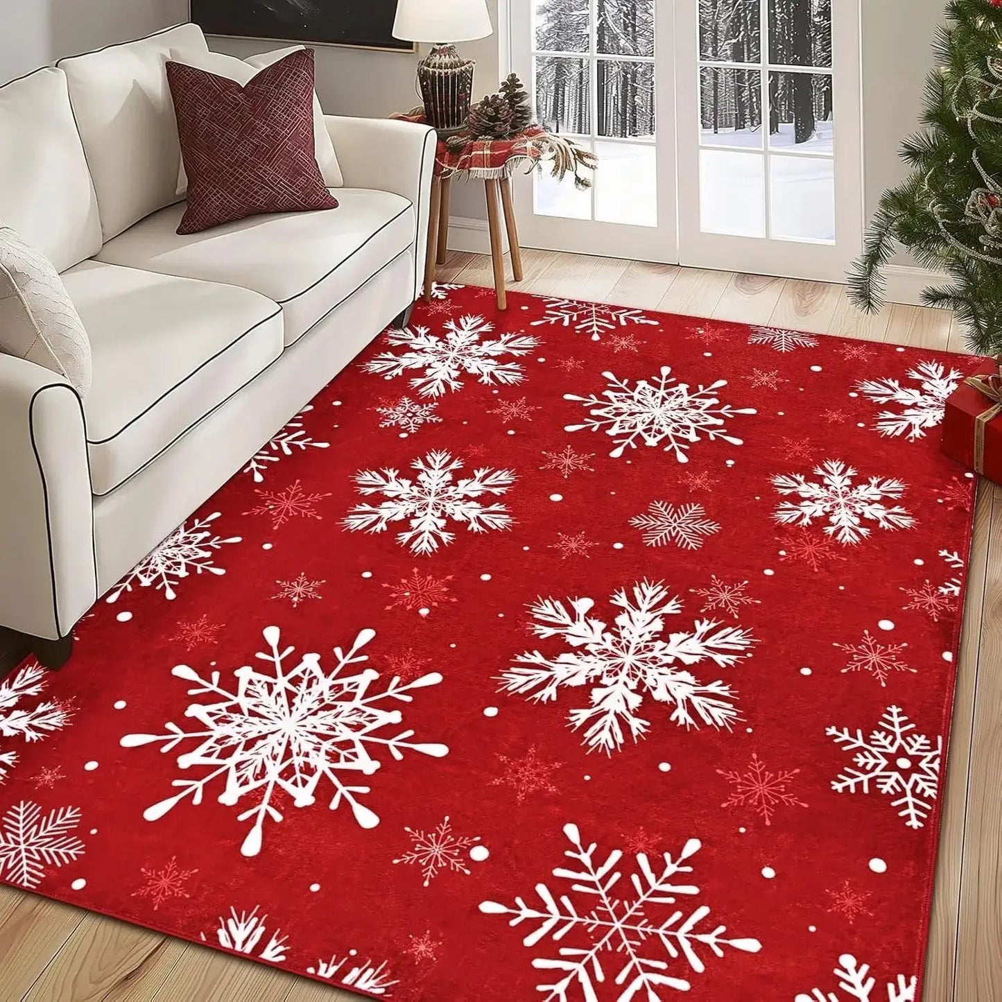 Snowflake Christmas Rug – Rectangular – Fast Delivery (UK)