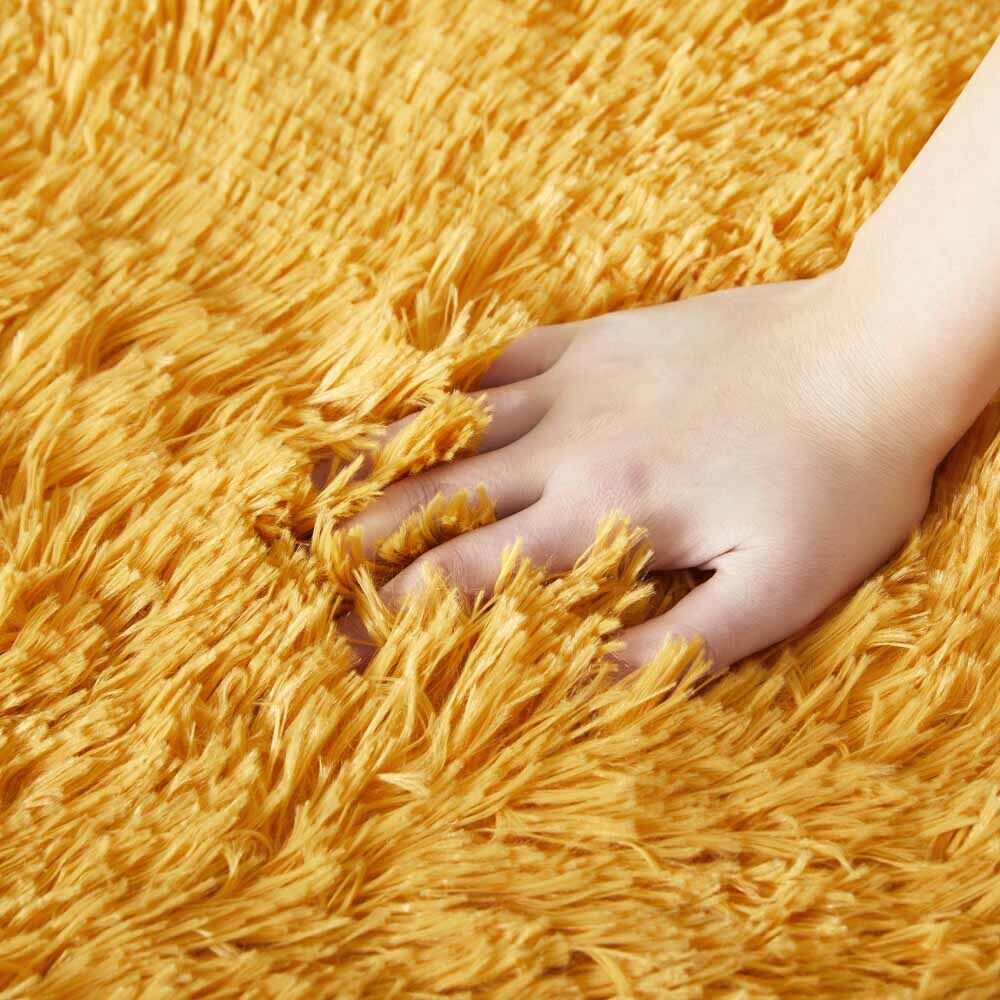 Soft Fluffy Decorative Ochre Shaggy Rugs